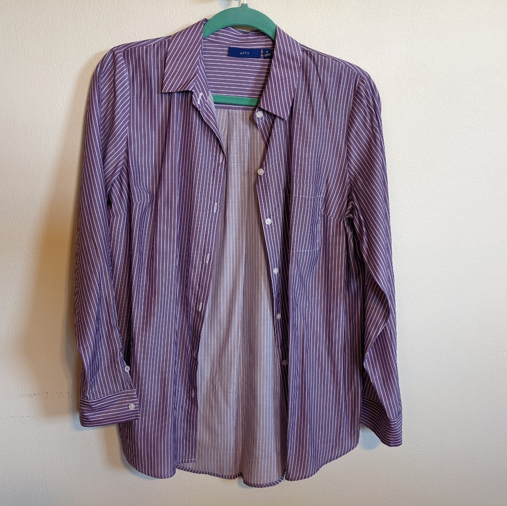 Apt. 9 Purple striped dress shirt Sz M